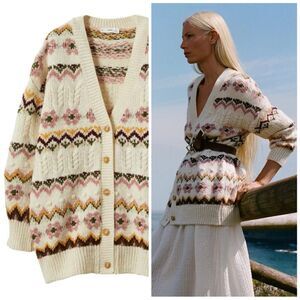 Mango Multi Color Knit Cardigan New